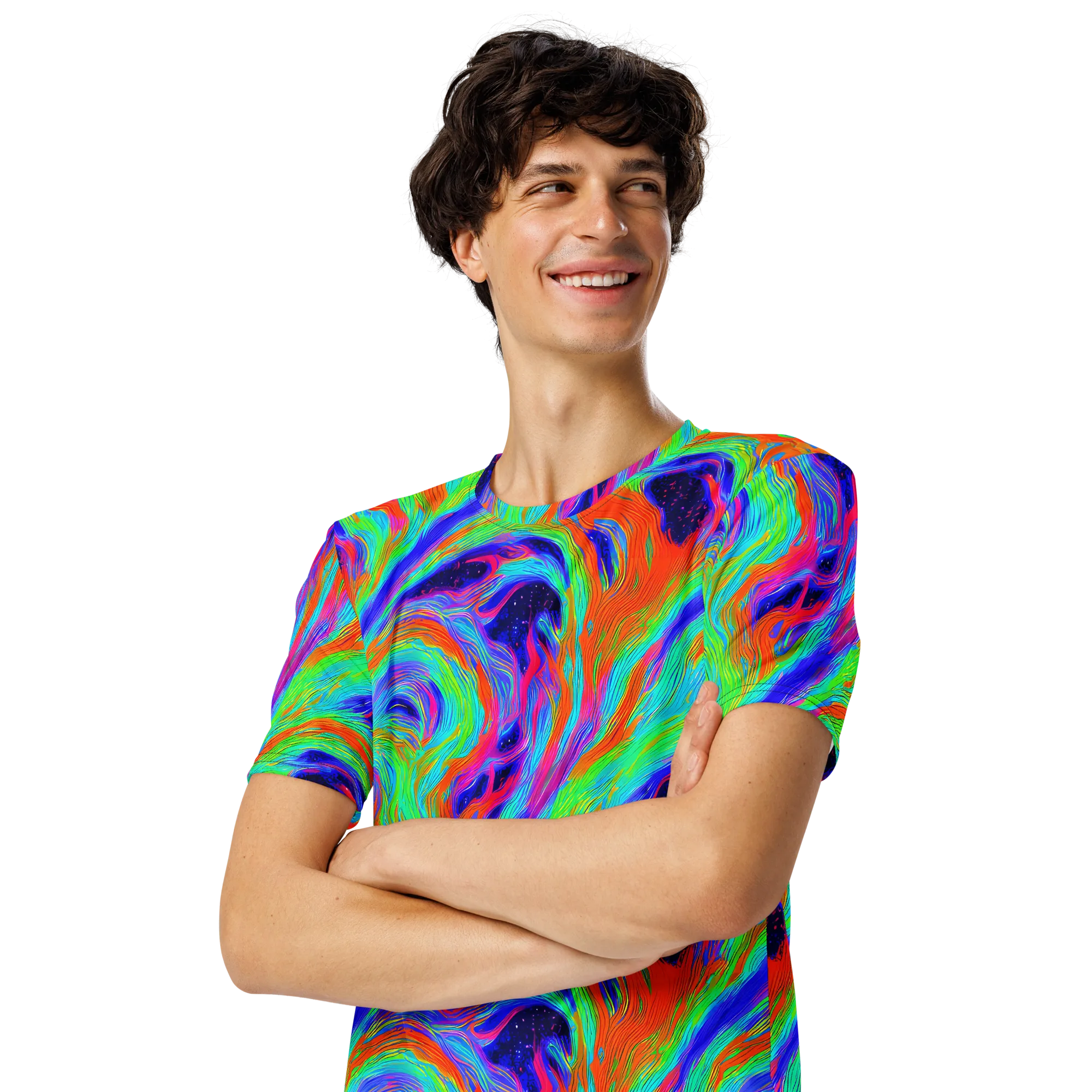 Rainbow Maelstrom on Men's Crew Neck T-Shirt — Left Front