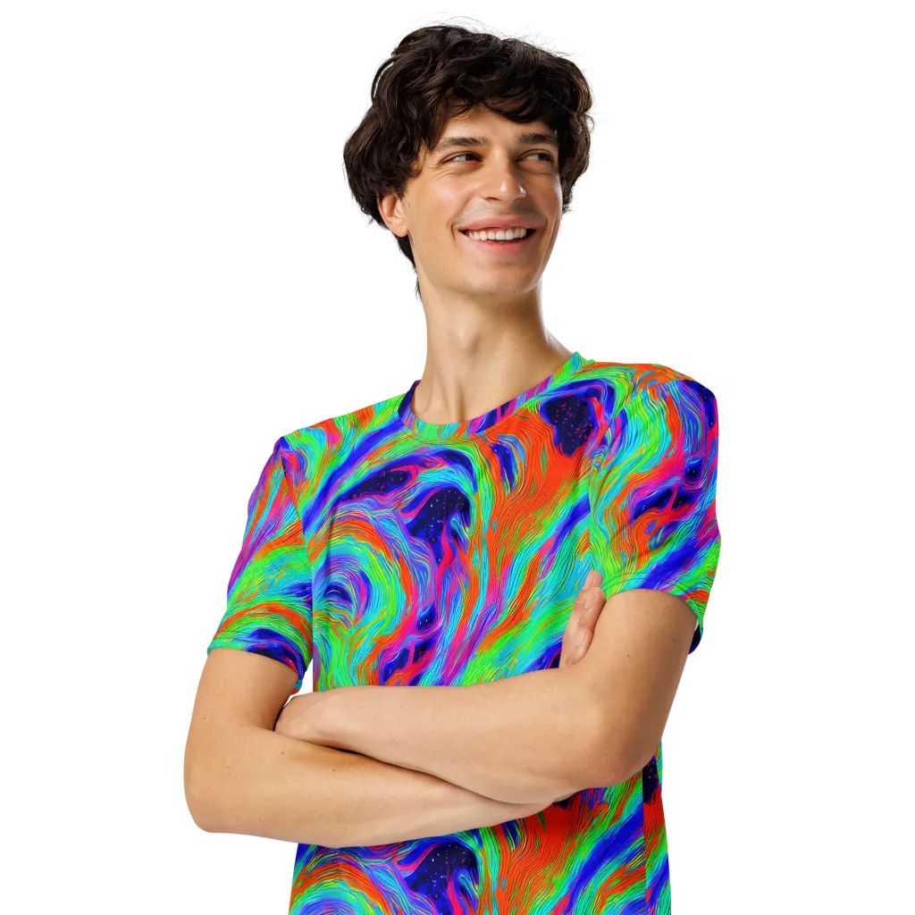 Rainbow Maelstrom on Men's Crew Neck T-Shirt — Left Front
