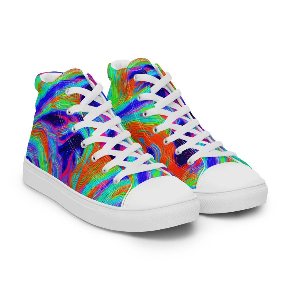 Rainbow Maelstrom on Men's High Top Canvas Shoes — Right Front