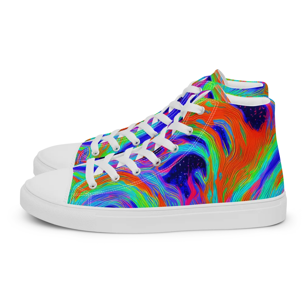 Rainbow Maelstrom on Men's High Top Canvas Shoes — Left