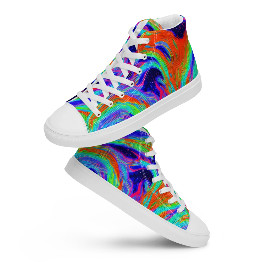 Rainbow Maelstrom on Men's High Top Canvas Shoes — Front