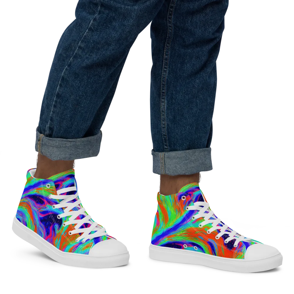 Rainbow Maelstrom on Men's High Top Canvas Shoes — Right