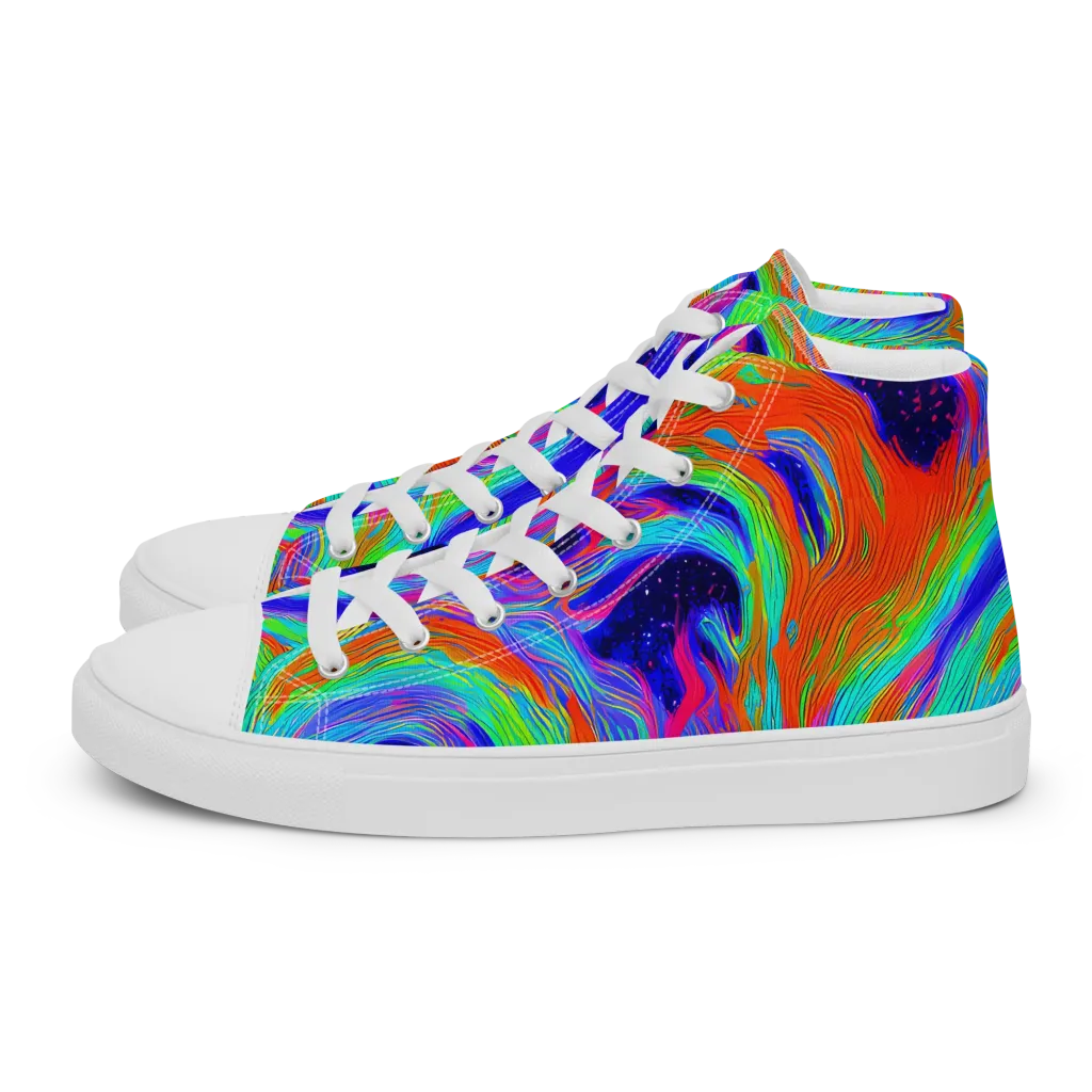 Rainbow Maelstrom on Women's High Top Canvas Shoes — Left