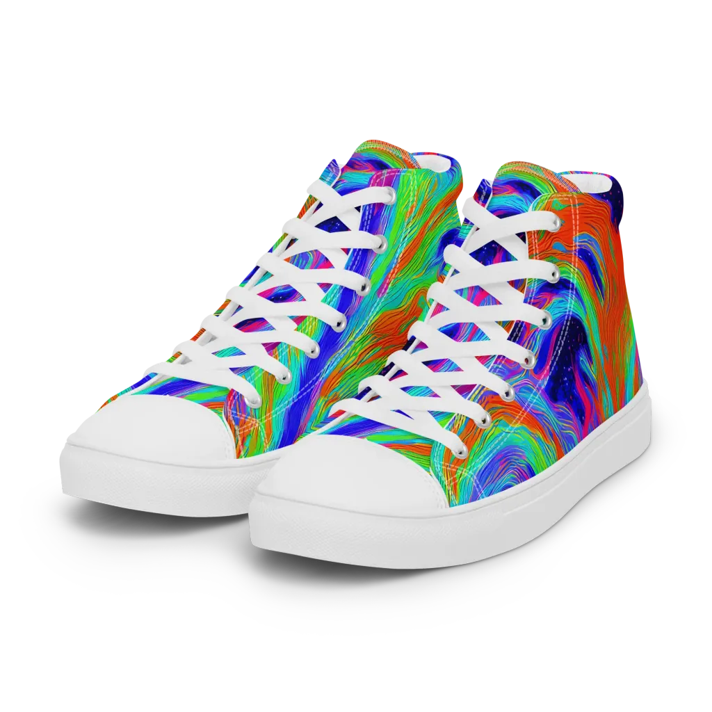 Rainbow Maelstrom on Women's High Top Canvas Shoes — Left Front