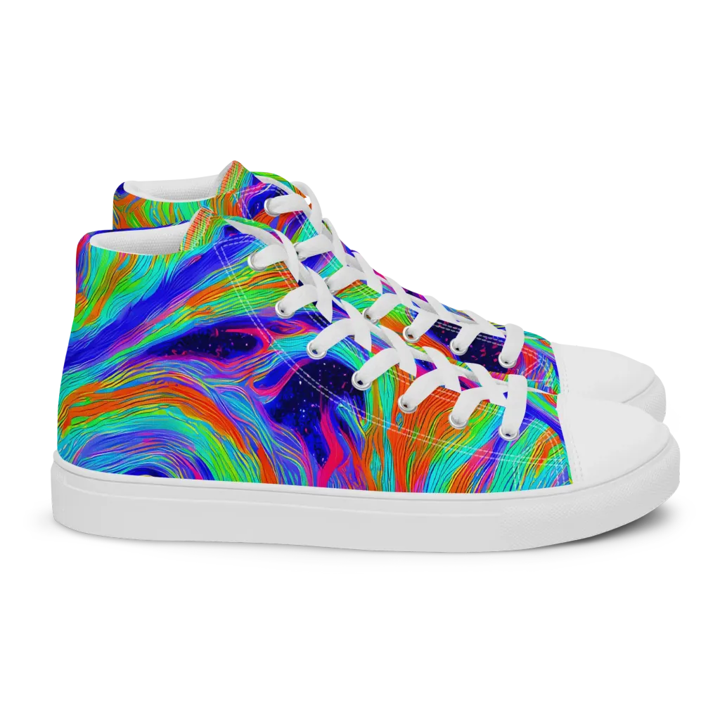 Rainbow Maelstrom on Women's High Top Canvas Shoes — Right