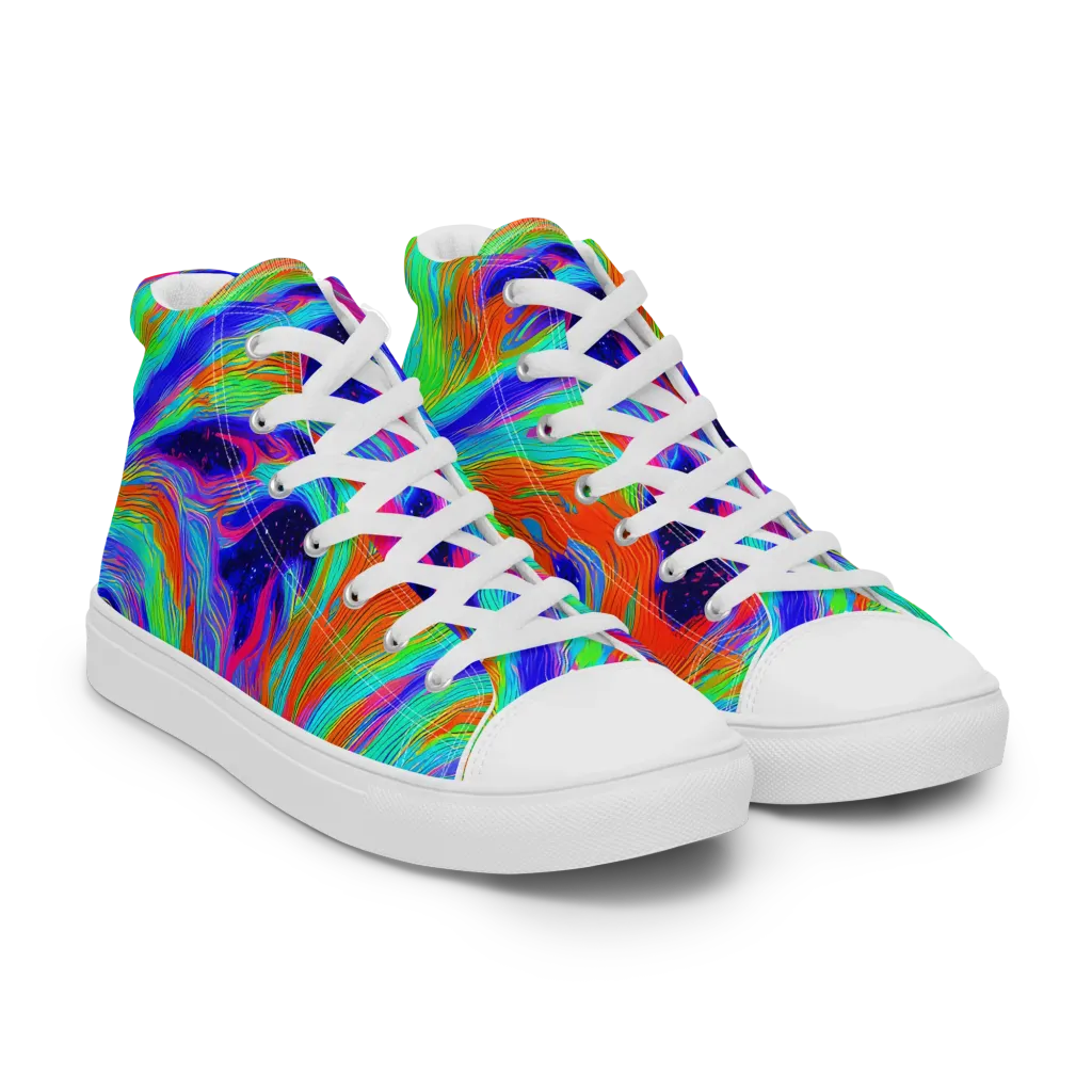 Rainbow Maelstrom on Women's High Top Canvas Shoes — Right Front