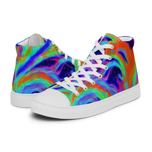 Rainbow Maelstrom on a Women's High Top Canvas Shoes