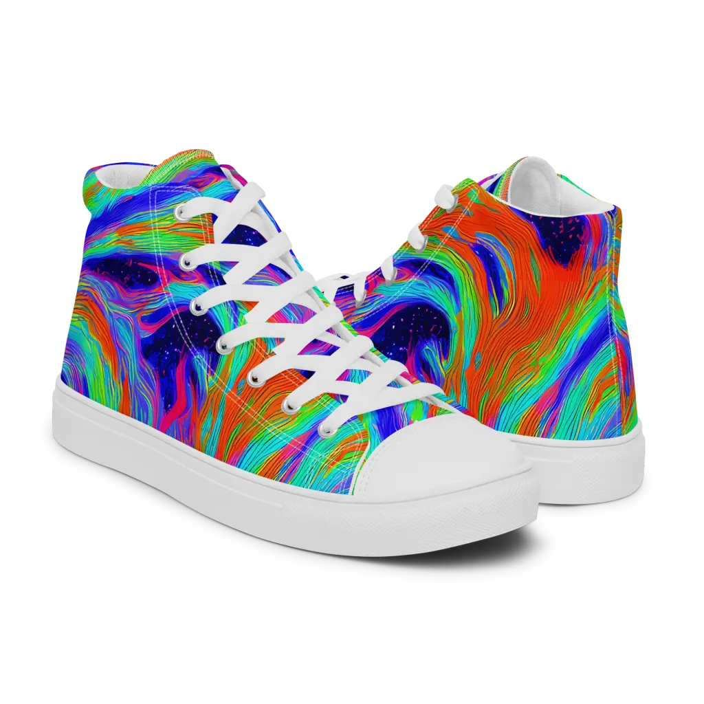 Rainbow Maelstrom on Women's High Top Canvas Shoes — Right