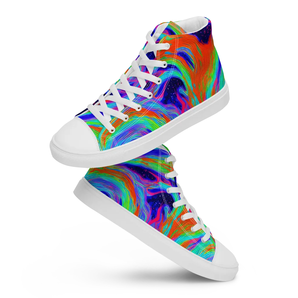 Rainbow Maelstrom on Women's High Top Canvas Shoes — Front
