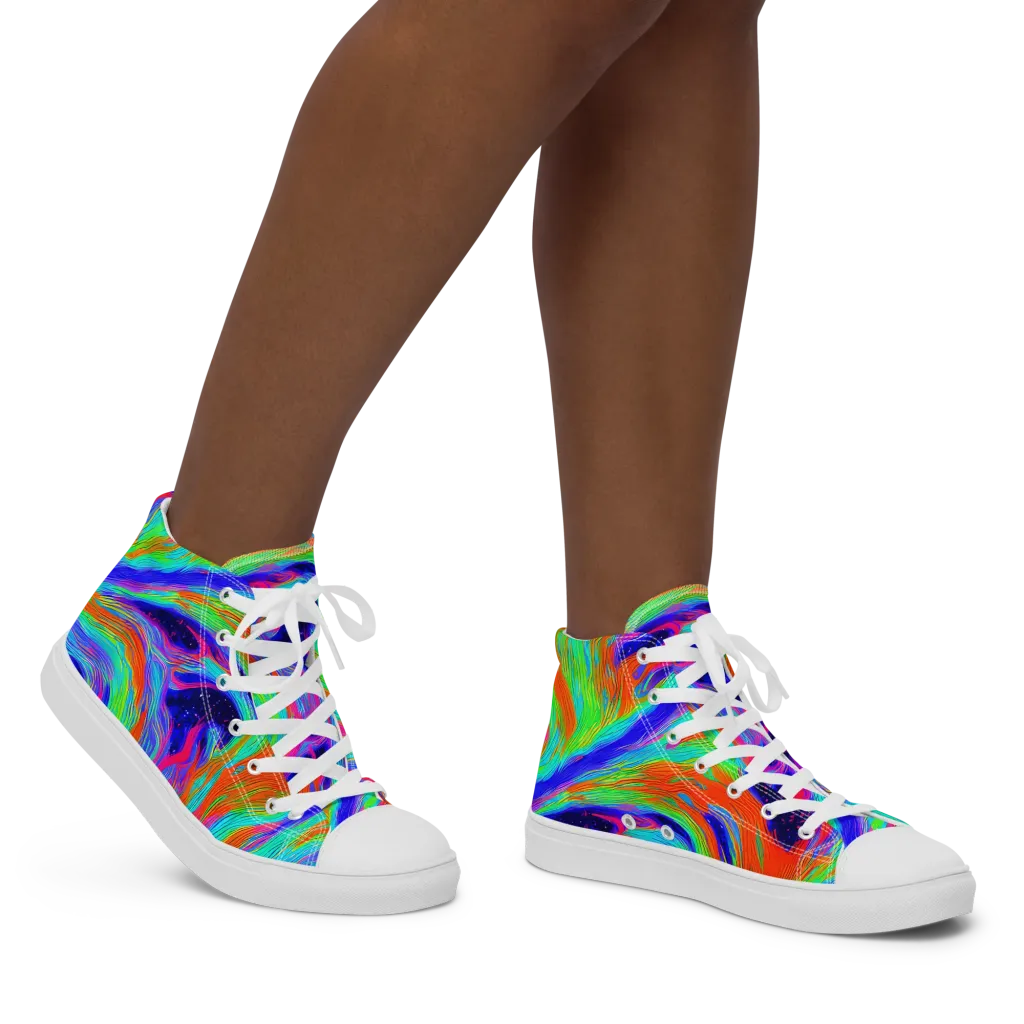 Rainbow Maelstrom on Women's High Top Canvas Shoes — Right