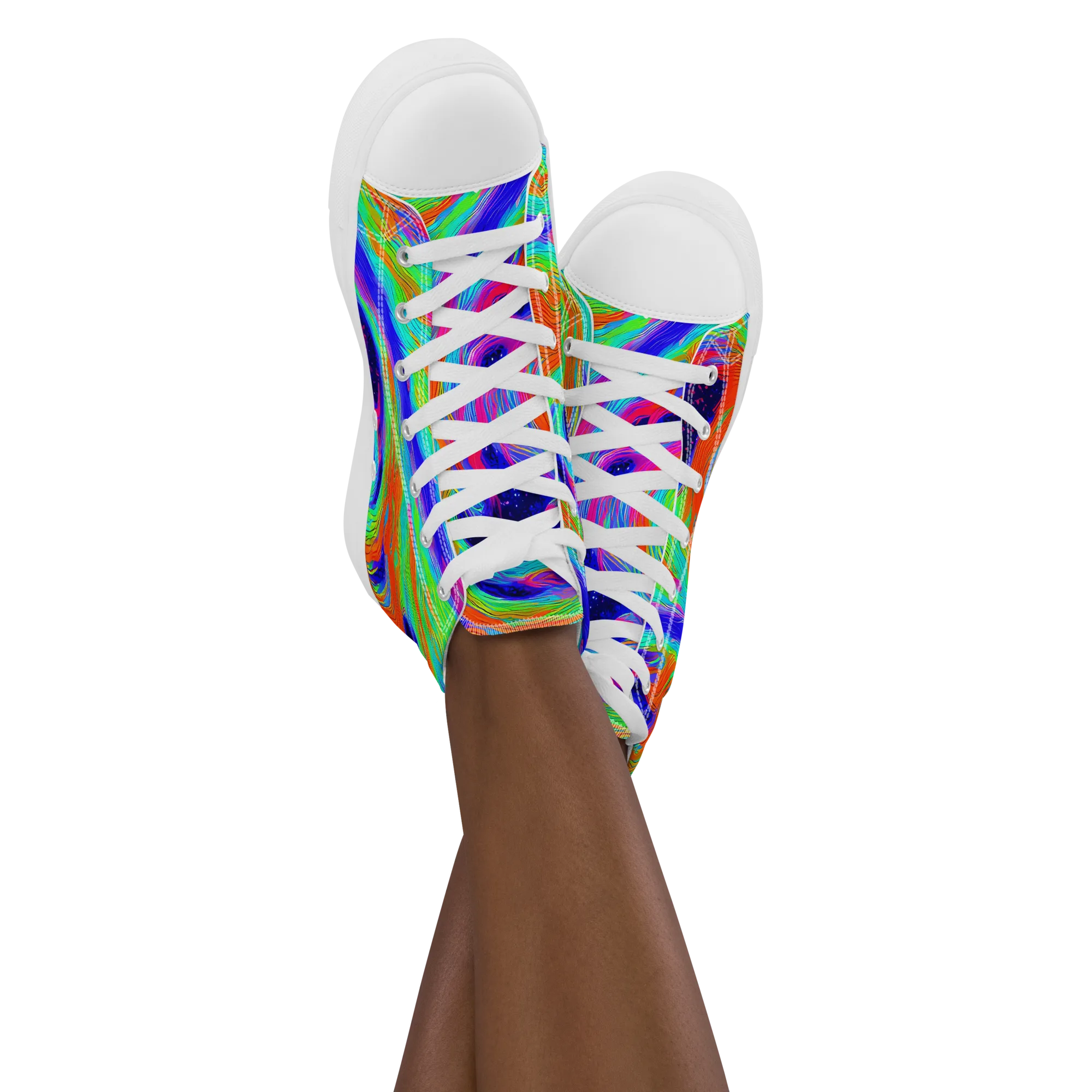 Rainbow Maelstrom on Women's High Top Canvas Shoes — Front