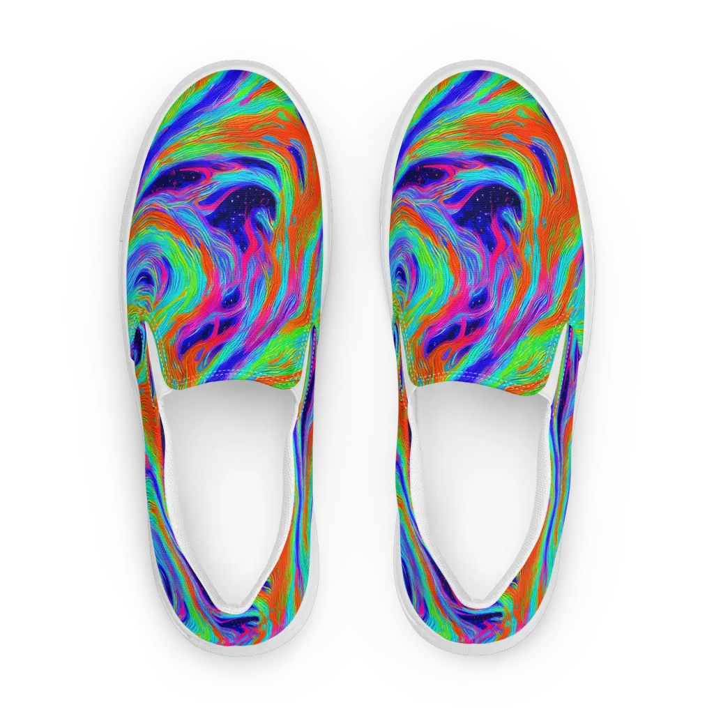 Rainbow Maelstrom on Men's Slip-On Canvas Shoes — Front