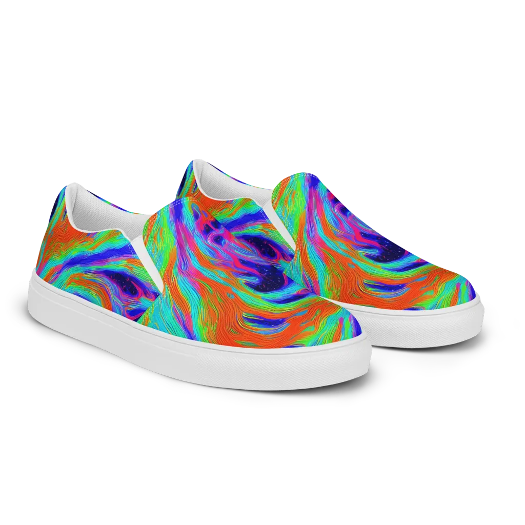 Rainbow Maelstrom on Men's Slip-On Canvas Shoes — Right Front