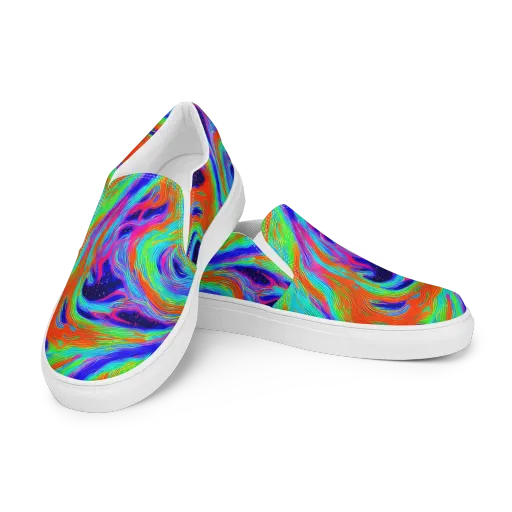 Rainbow Maelstrom on a Men's Slip-On Canvas Shoes