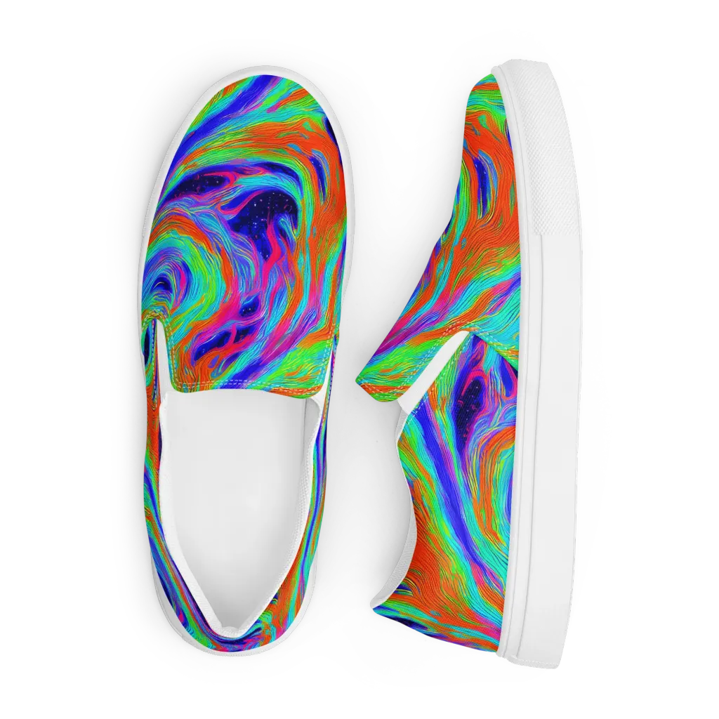 Rainbow Maelstrom on Men's Slip-On Canvas Shoes — Front