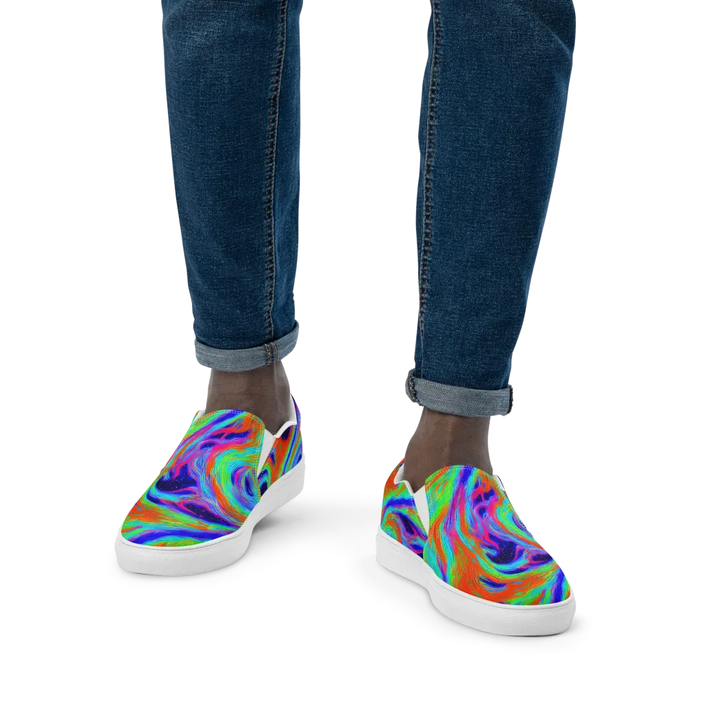 Rainbow Maelstrom on Men's Slip-On Canvas Shoes — Front