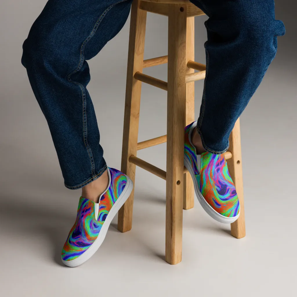 Rainbow Maelstrom on Men's Slip-On Canvas Shoes — Front
