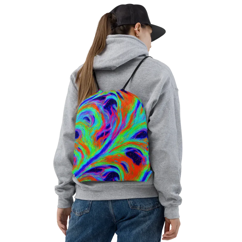 Rainbow Maelstrom on Drawstring Bag — Front