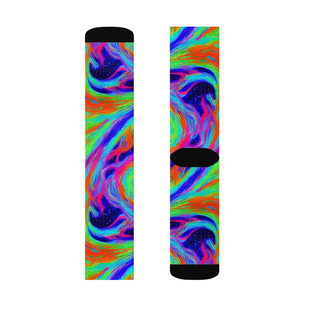 Rainbow Maelstrom on Socks — Right Sock