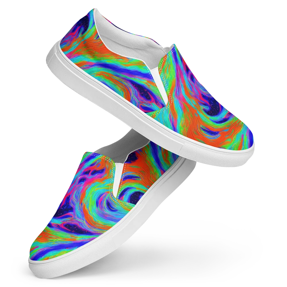 Rainbow Maelstrom on Women's Slip-On Canvas Shoes — Front