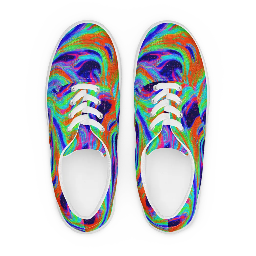 Rainbow Maelstrom on Men's Lace-Up Canvas Shoes — Front
