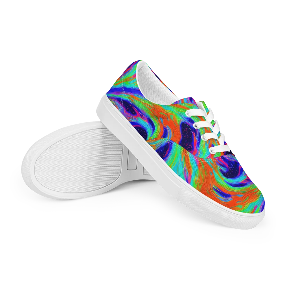 Rainbow Maelstrom on Men's Lace-Up Canvas Shoes — Right Front