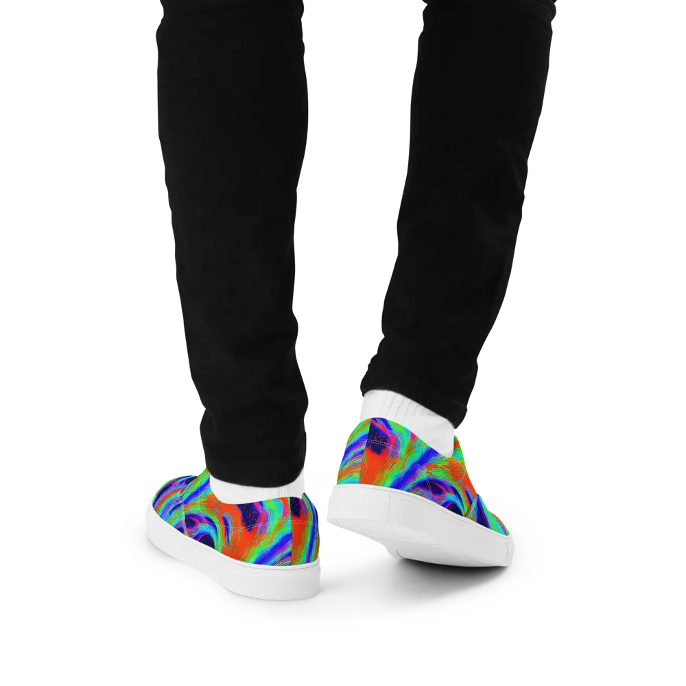 Rainbow Maelstrom on Men's Lace-Up Canvas Shoes — Back
