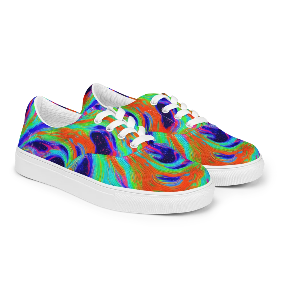 Rainbow Maelstrom on Men's Lace-Up Canvas Shoes — Right Front