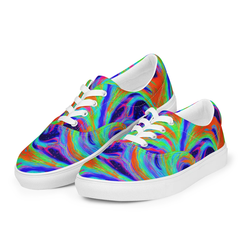Rainbow Maelstrom on Men's Lace-Up Canvas Shoes — Left Front