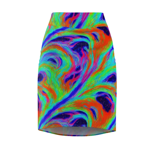 Rainbow Maelstrom on a Pencil Skirt
