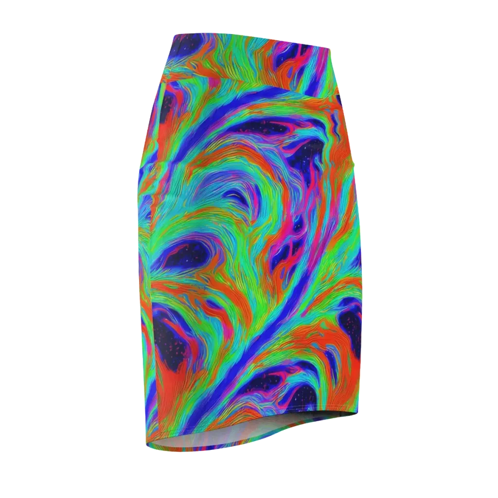 Rainbow Maelstrom on Pencil Skirt — Front Side