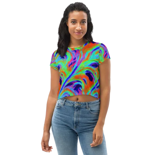 Rainbow Maelstrom on a Crop Tee