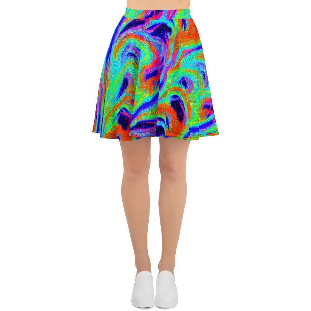 Rainbow Maelstrom on Skater Skirt — Front