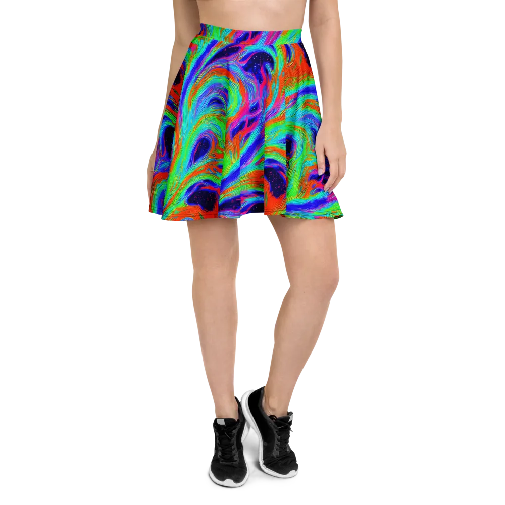 Rainbow Maelstrom on Skater Skirt — Front
