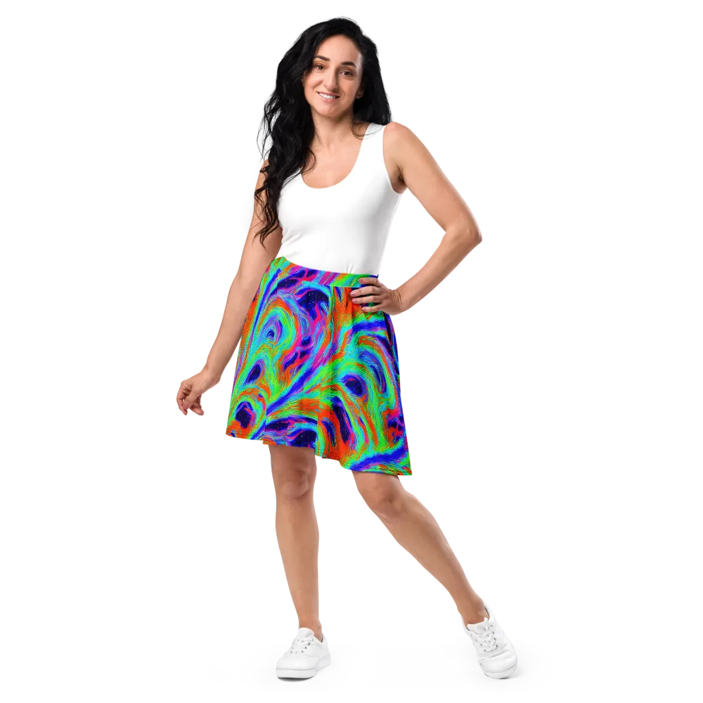 Rainbow Maelstrom on Skater Skirt — Front