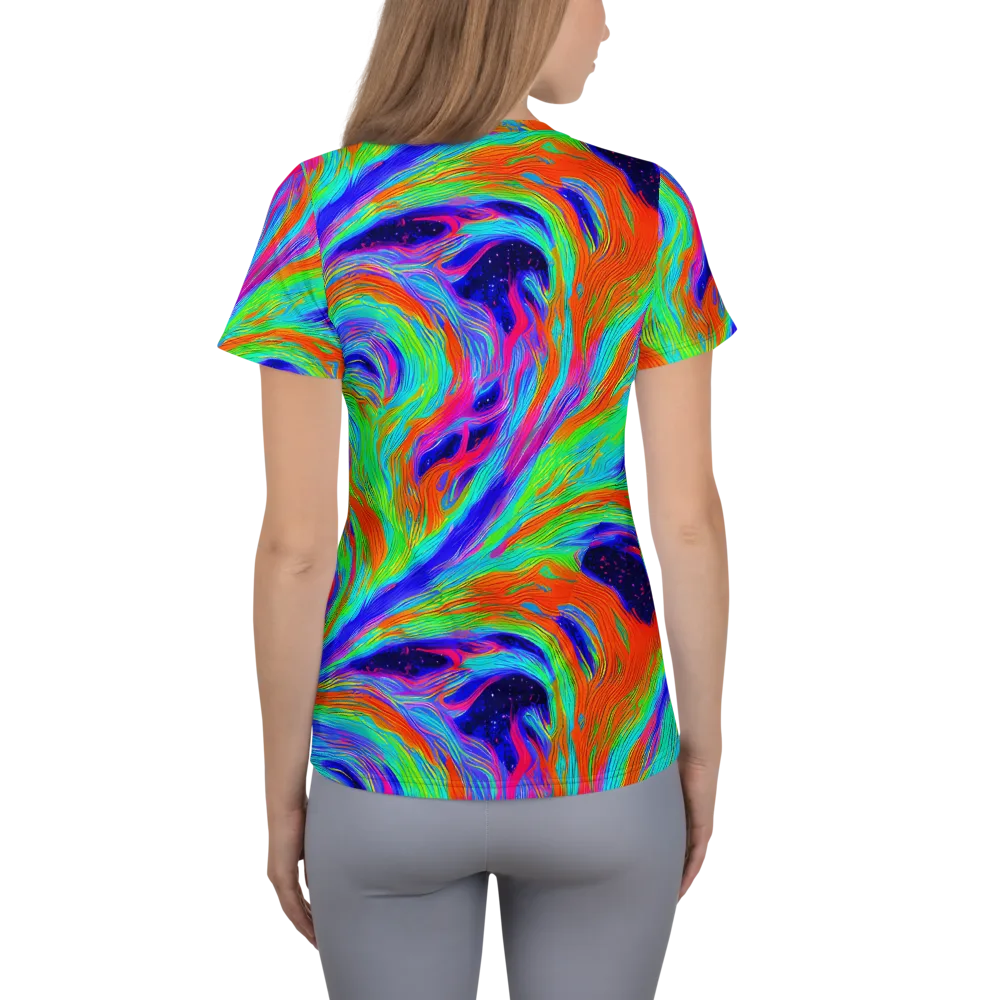 Rainbow Maelstrom on Women's Athletic T-Shirt — Back