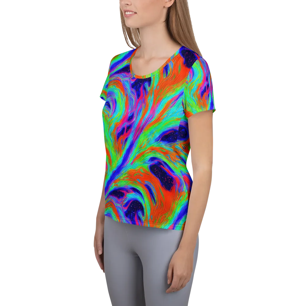 Rainbow Maelstrom on Women's Athletic T-Shirt — Left
