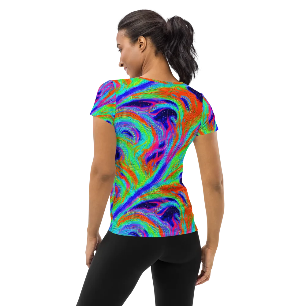 Rainbow Maelstrom on Women's Athletic T-Shirt — Back