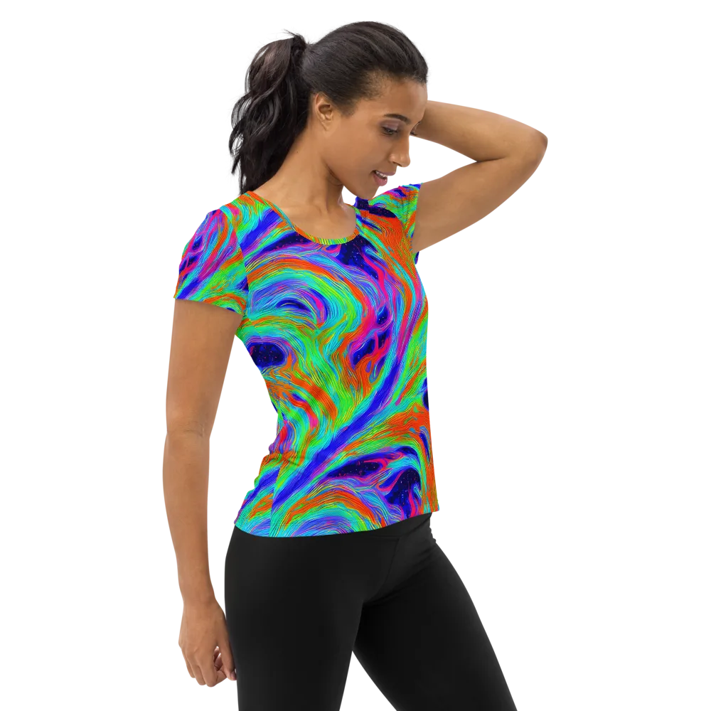 Rainbow Maelstrom on Women's Athletic T-Shirt — Right