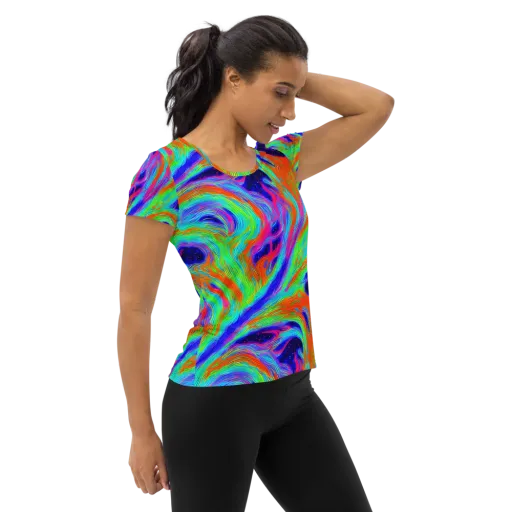 Rainbow Maelstrom on a Women's Athletic T-Shirt