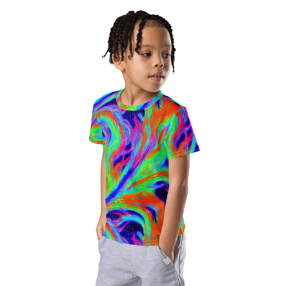 Rainbow Maelstrom on Kids Crew Neck T-Shirt — Left Front