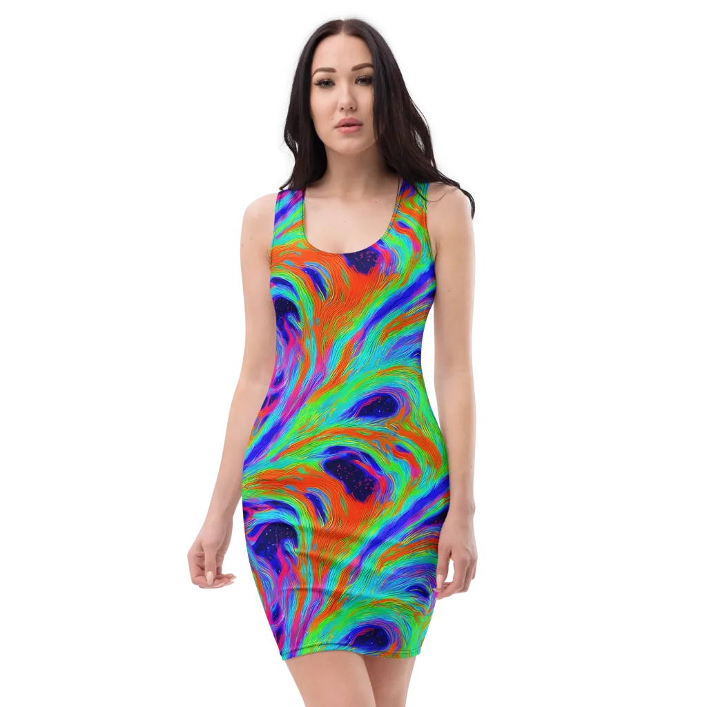 Rainbow Maelstrom on Bodycon Dress — Front
