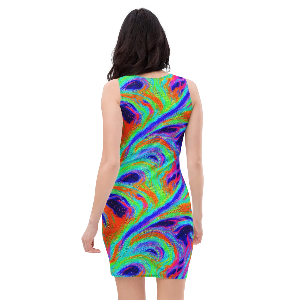Rainbow Maelstrom on Bodycon Dress — Back