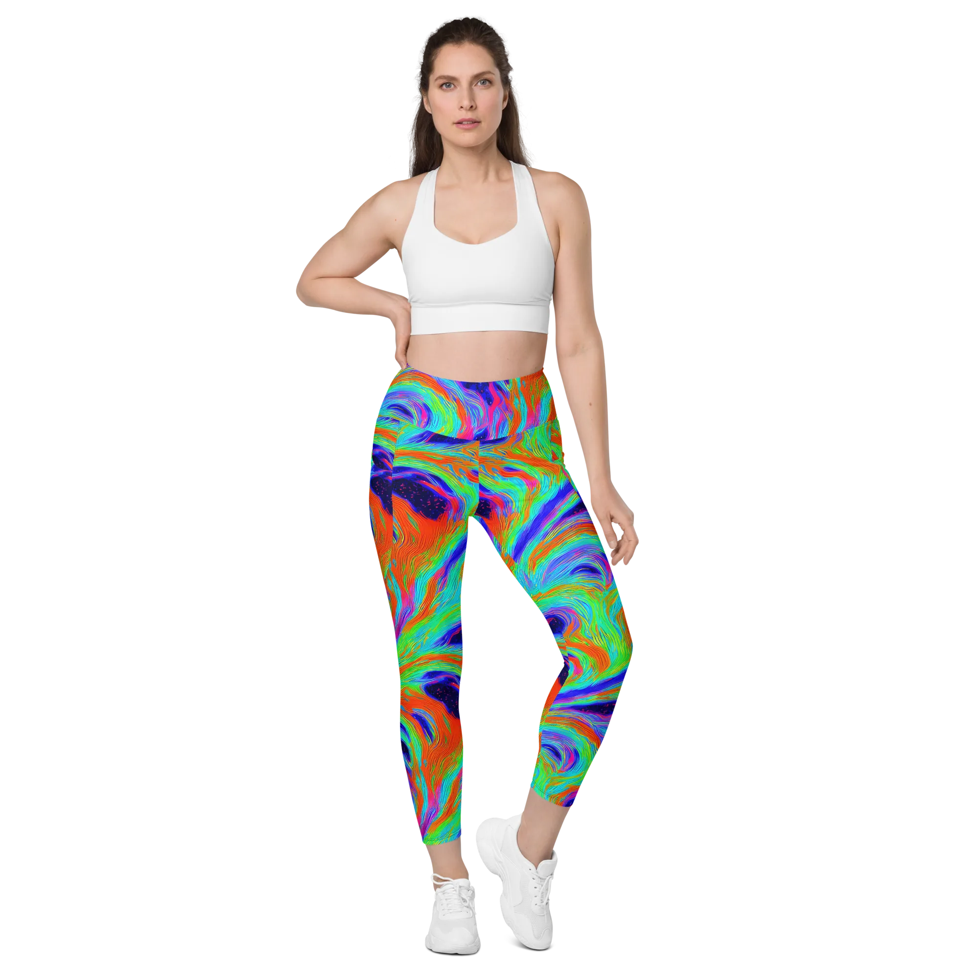 Rainbow Maelstrom on Leggings with Pockets — Front
