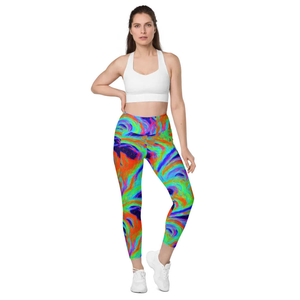 Rainbow Maelstrom on Leggings with Pockets — Front