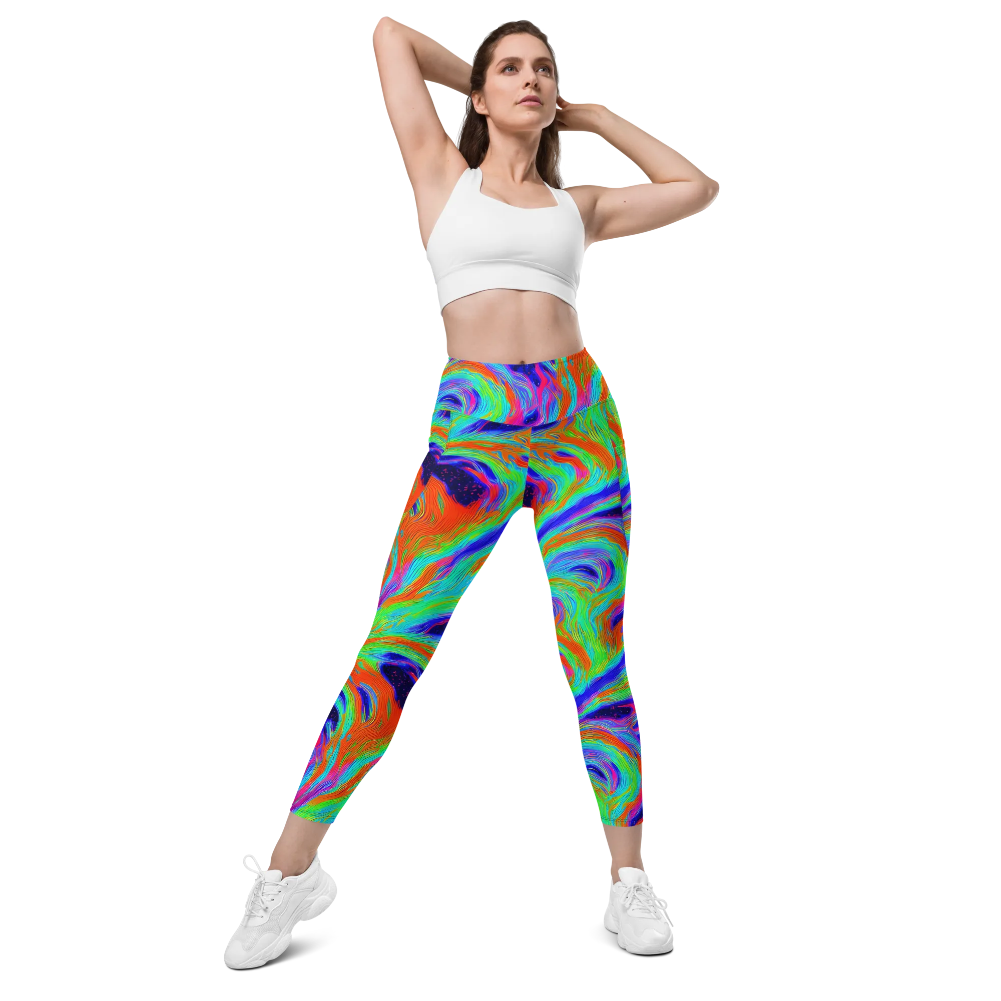 Rainbow Maelstrom on Leggings with Pockets — Front