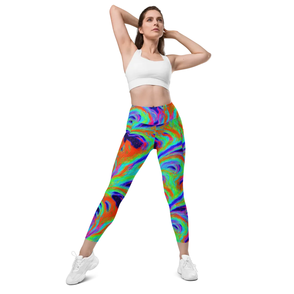 Rainbow Maelstrom on Leggings with Pockets — Front