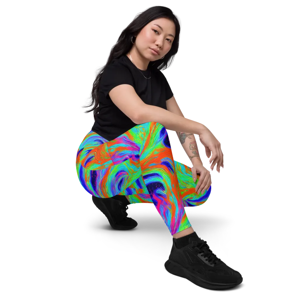 Rainbow Maelstrom on Leggings with Pockets — Right Front