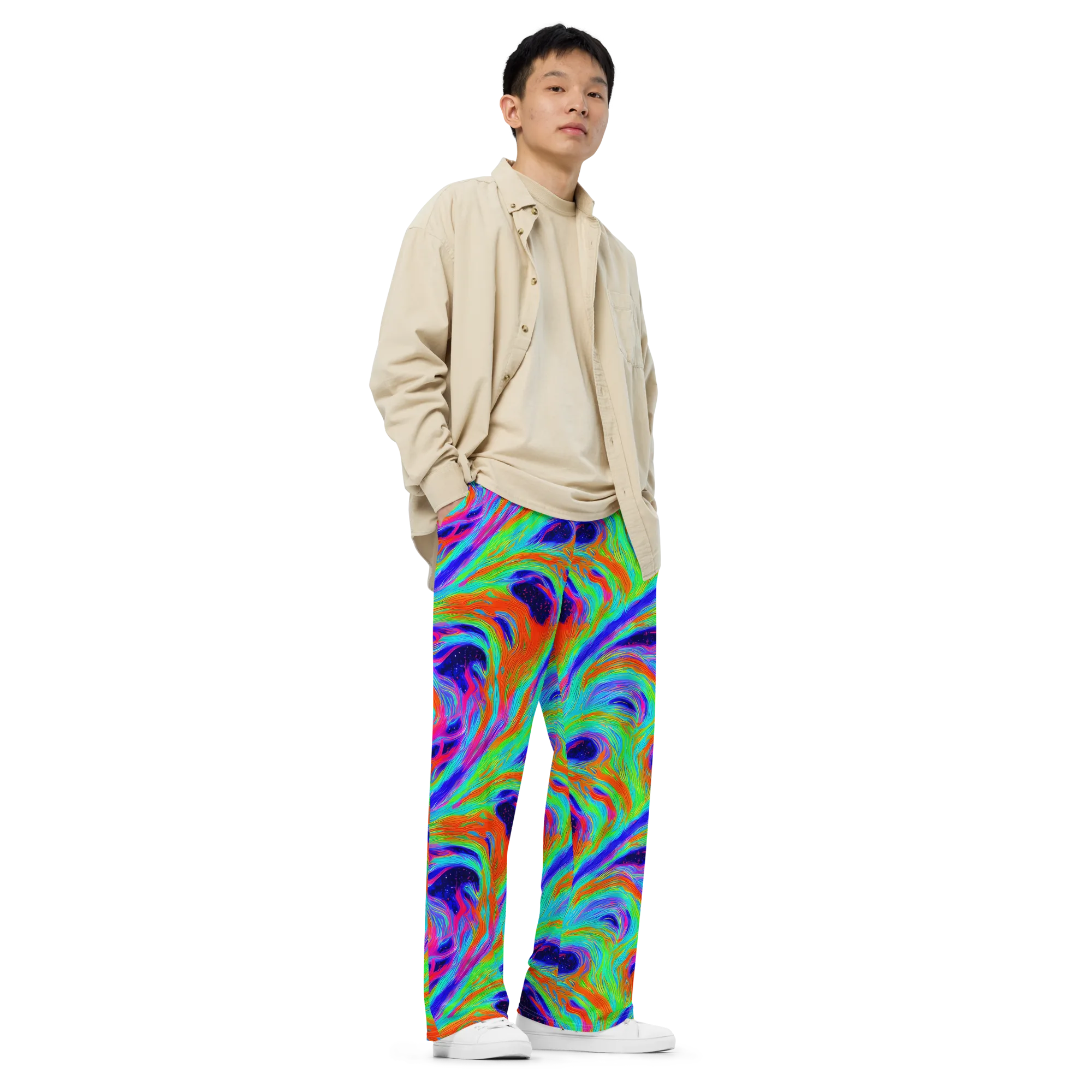 Rainbow Maelstrom on Wide-Leg Pants — Right Front