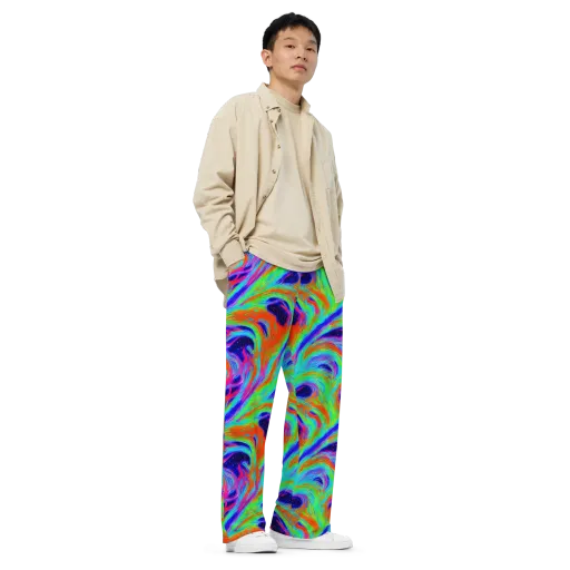 Rainbow Maelstrom on a Wide-Leg Pants